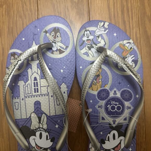 Mickey And Minnie Mouse Disney100 Flip Flops by Havaianas size 11/12 NEW - Picture 2 of 7